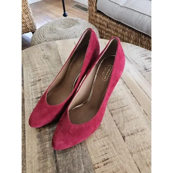 Coach A4078 Urban Red Suede Heels Women's Size 8 4 Inch - Picture 13 of 13